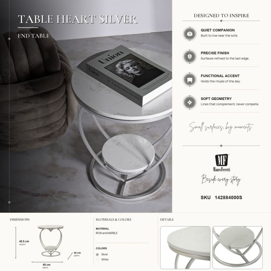 Tafel Heart Silver Ø 40×45,5 cm