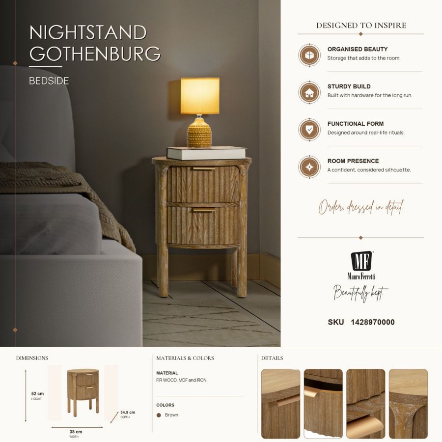 Nachtkastje Nightstand Gothenburg 38×34,5×52 cm