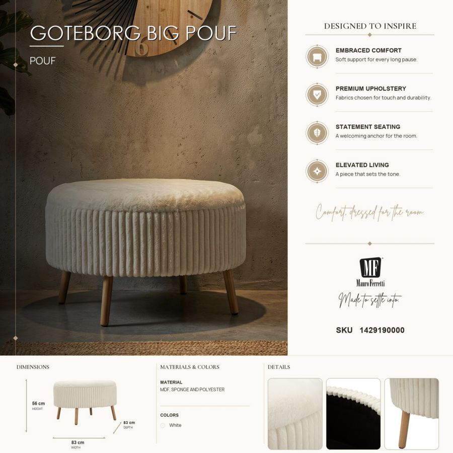 Poef Goteborg Big Pouf Ø 83×56 cm