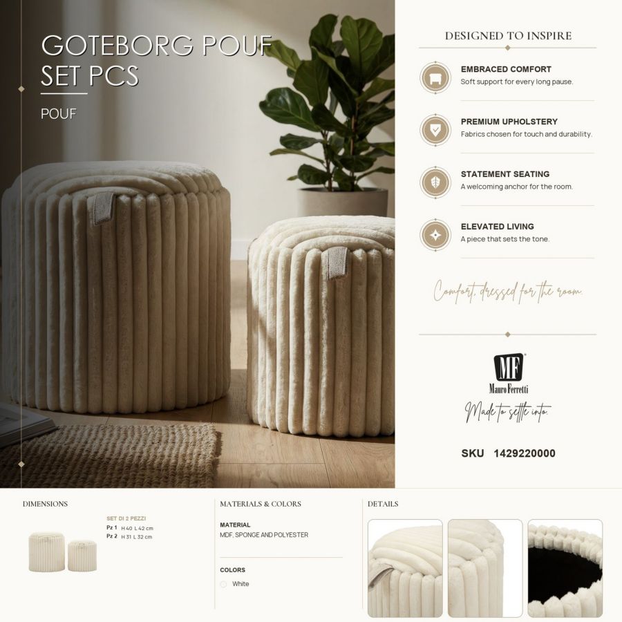 Poef Goteborg Pouf Set 2 Pcs Ø 40×42 cm