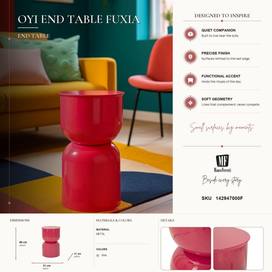 Bijzettafel Oyi End Table Fuxia Ø 31×46 cm