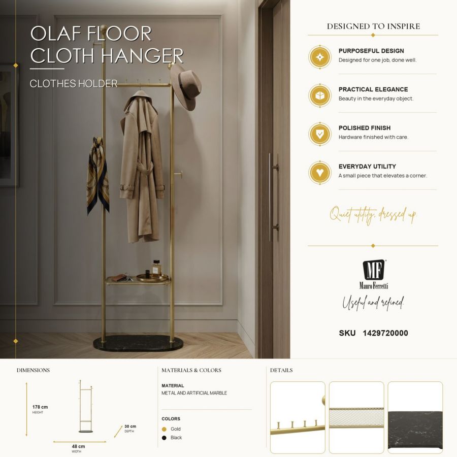 Kapstok Olaf Floor Cloth Hanger 48×30×178 cm