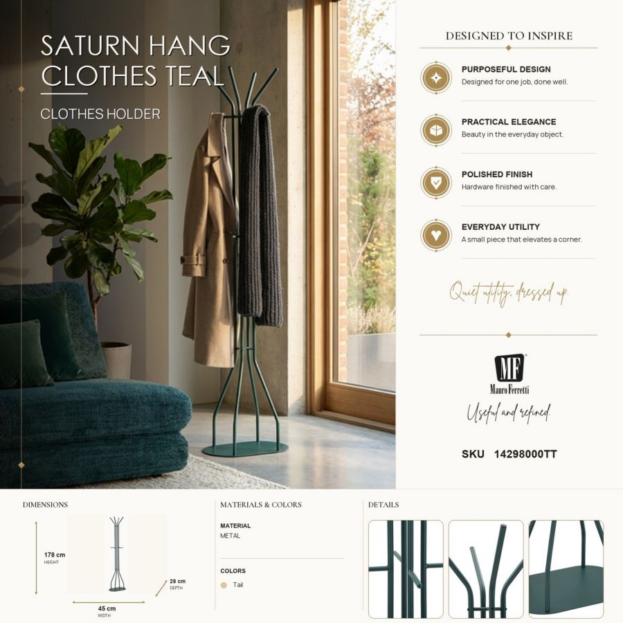 Decoratie Saturn Hang Clothes Teal 45×28×178 cm