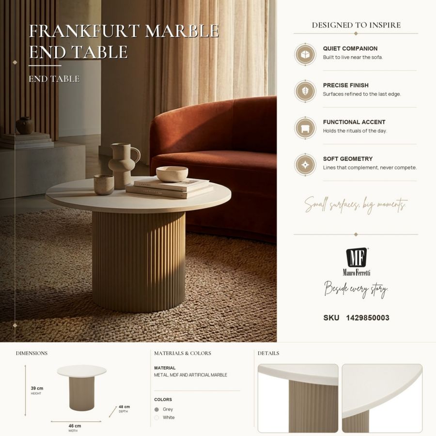 Bijzettafel Frankfurt Marble End Table 46×48×39 cm