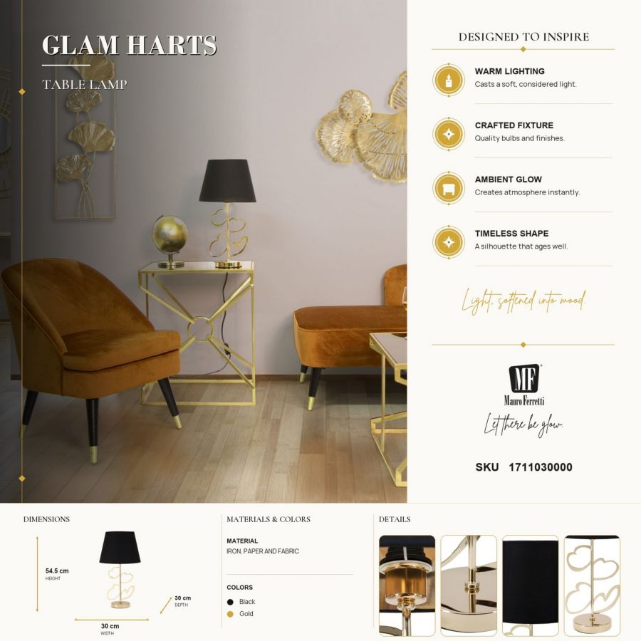 Tafellamp Glam Harts Ø 30×54,5 cm