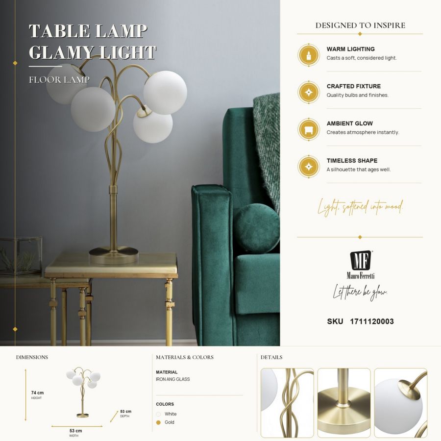 Tafellamp Glamy 4 Light Ø 53×74 cm