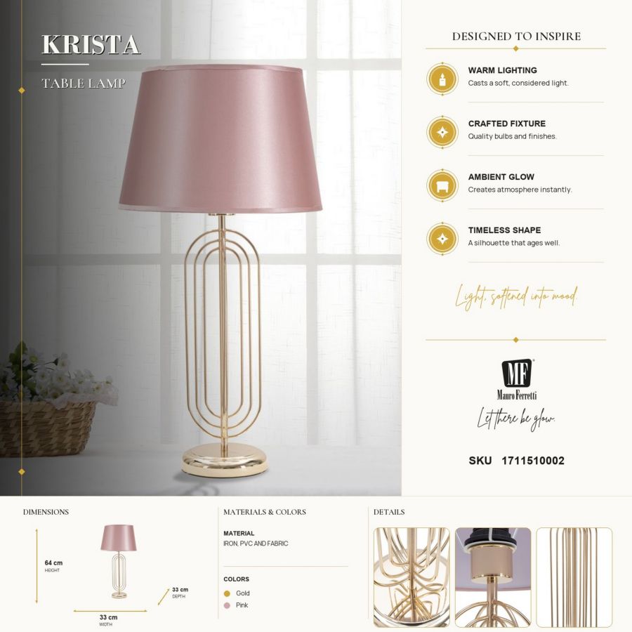 Tafellamp Krista Ø 33×64 cm