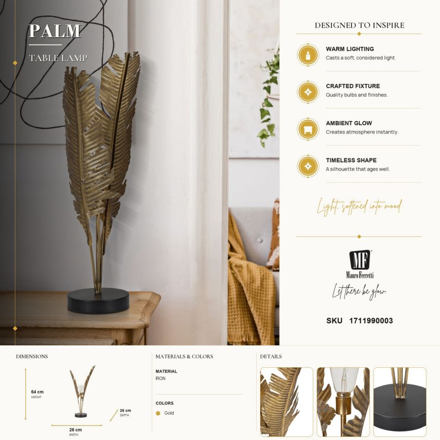 Tafellamp Palm Ø 26×65 cm