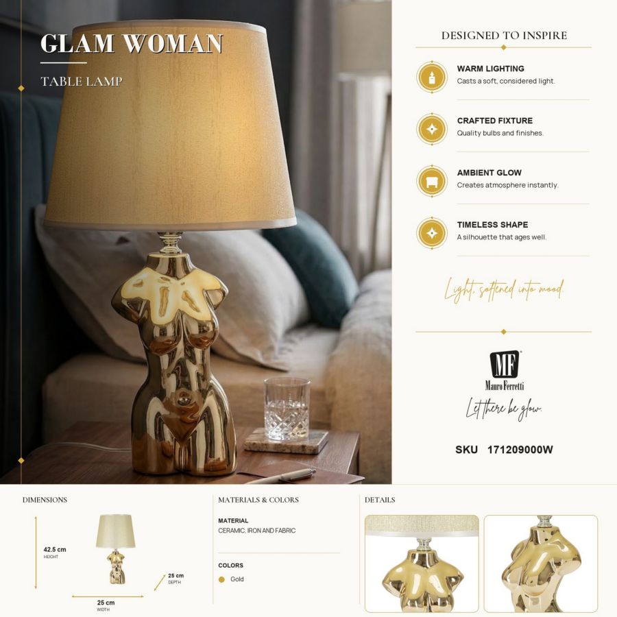 Tafellamp Glam Woman Ø 25×39,5 cm