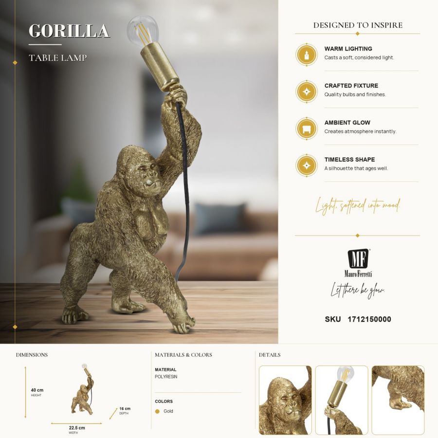 Tafellamp Gorilla 22,5×16×40 cm