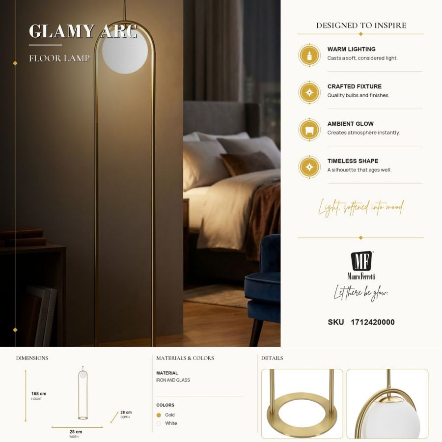 Vloerlamp Glamy Arc Ø 28x168
