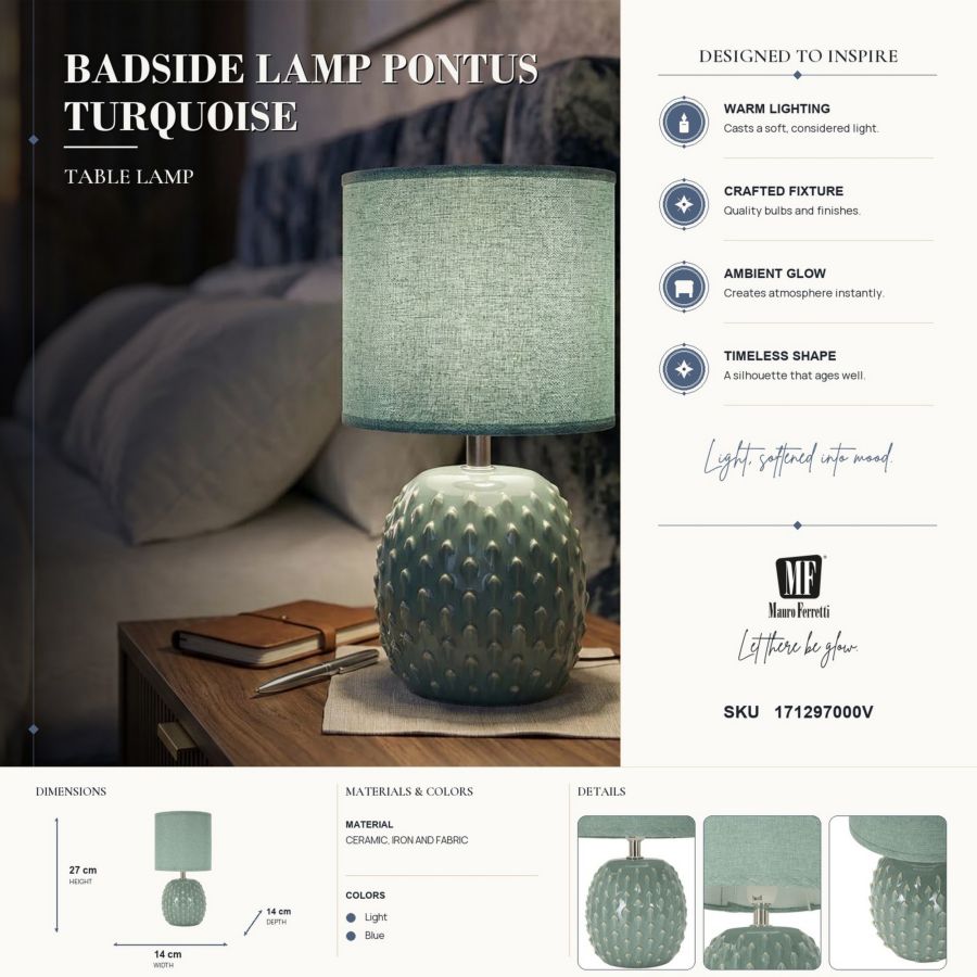 Tafellamp Badside Lamp Pontus Turquoise Ø 14×27 cm