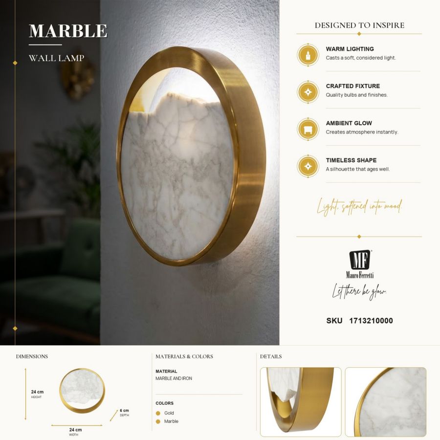 Wandlamp Marble 24×6×24 cm
