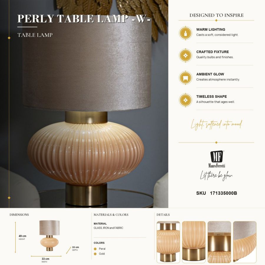 Tafellamp Perly Table Lamp -w- Ø 33×49 cm