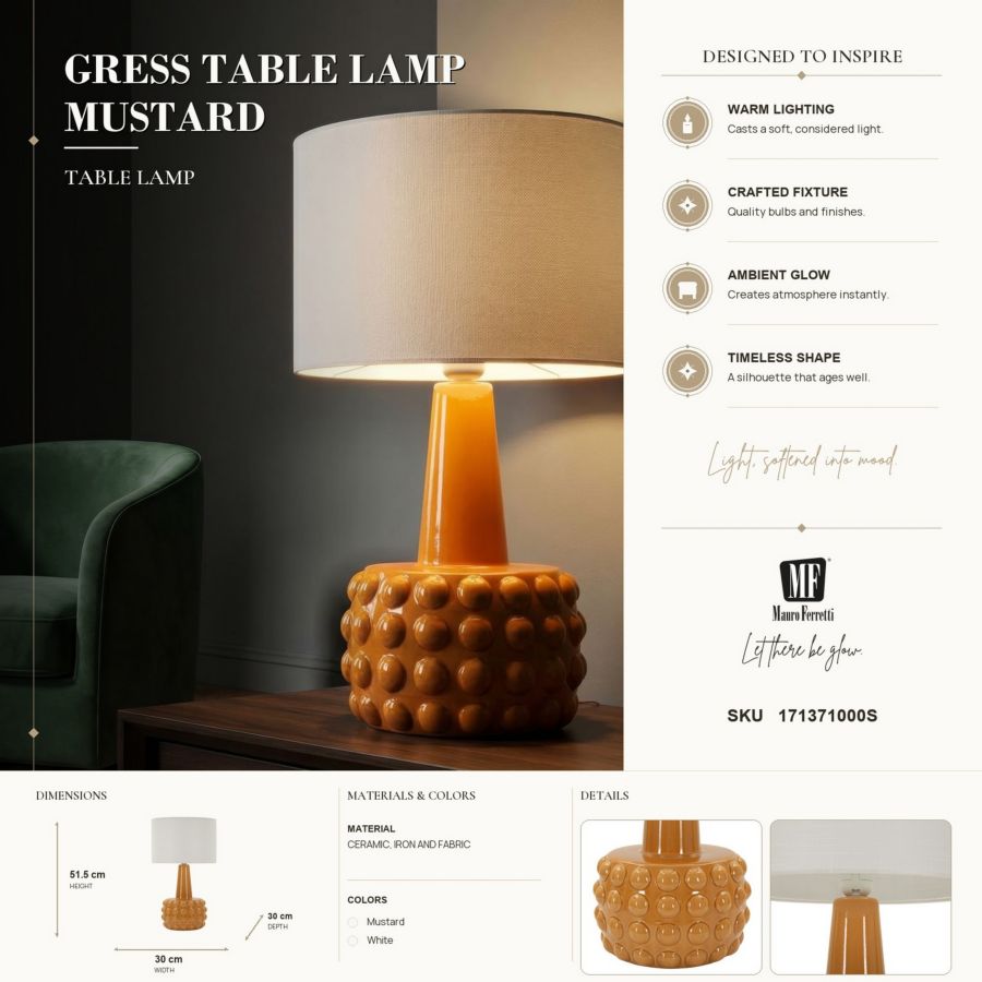 Tafellamp Gress Table Lamp Mustard Ø 30×51,5 cm