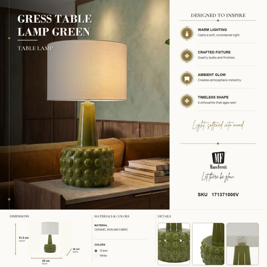 Tafellamp Gress Table Lamp Green Ø 30×51,5 cm