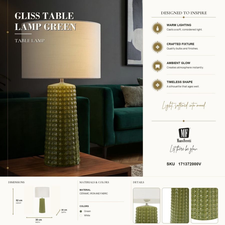 Tafellamp Gliss Table Lamp Green Ø 30×52 cm