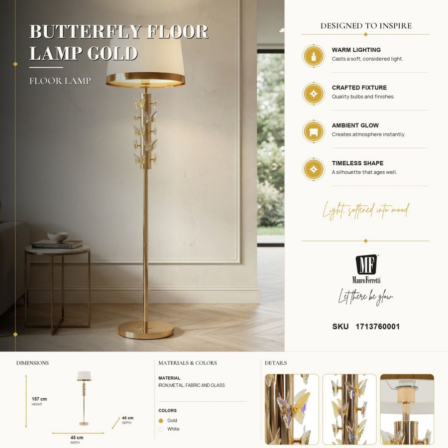Vloerlamp Butterfly Floor Lamp Gold Ø 45×157 cm
