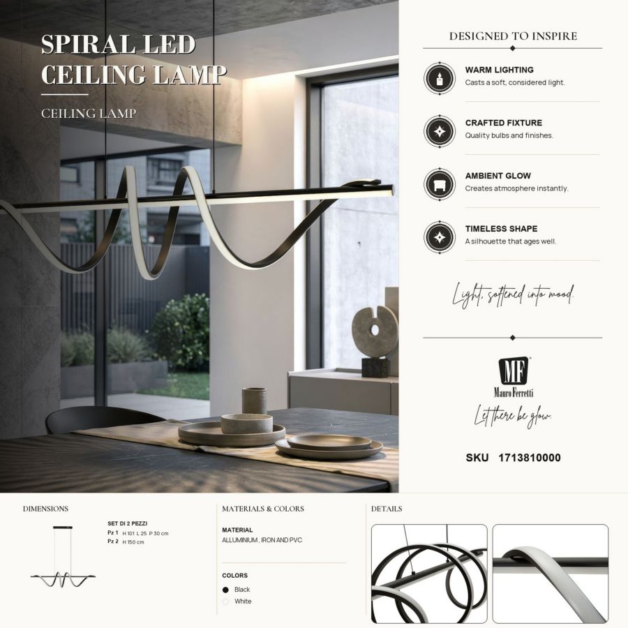 Plafondlamp Spiral Led Ceiling Lamp 101×25×30 cm