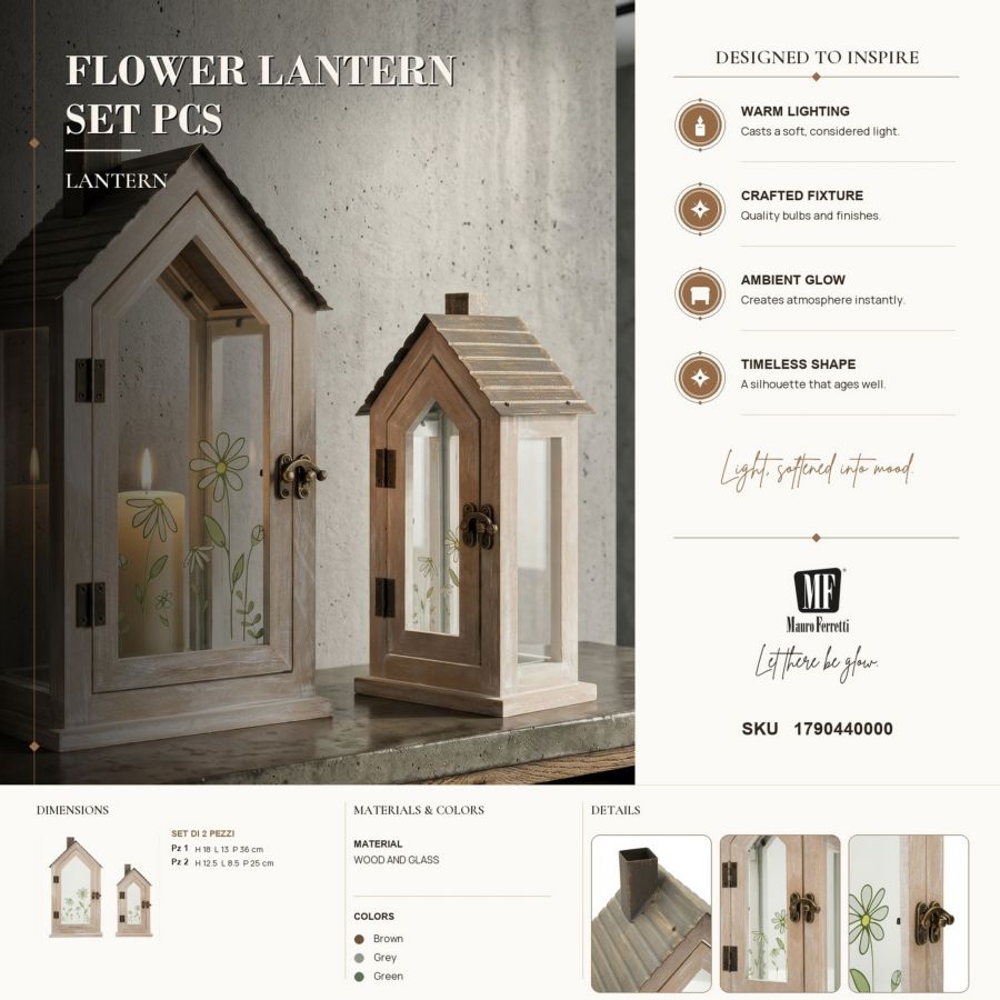 Lantaarn Flower Lantern Set 2 Pcs 18×13×36 cm
