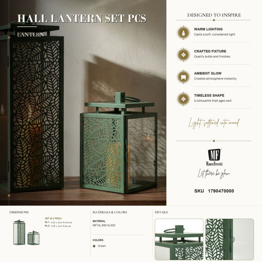 Lantaarn Hall Lantern Set 2 Pcs 15×14,5×41,5 cm
