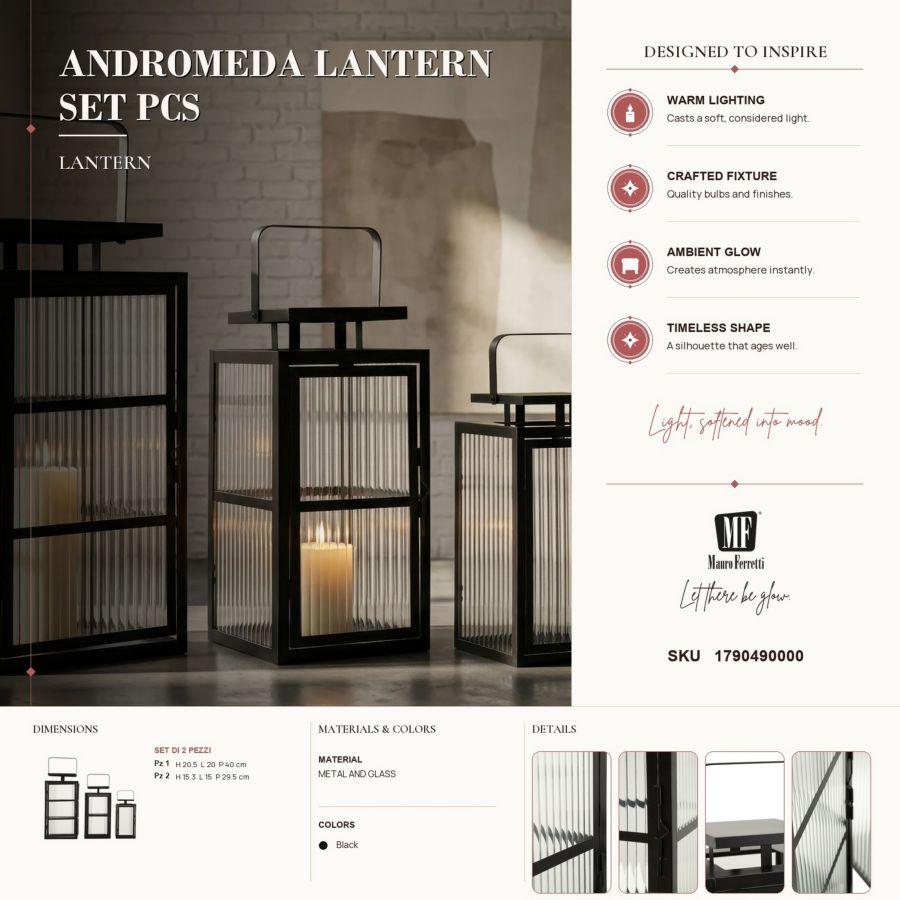 Lantaarn Andromeda Lantern Set 3 Pcs 25,5×25×50 cm