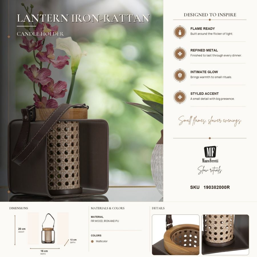 Lantaarn Iron-rattan 16×13×20 cm