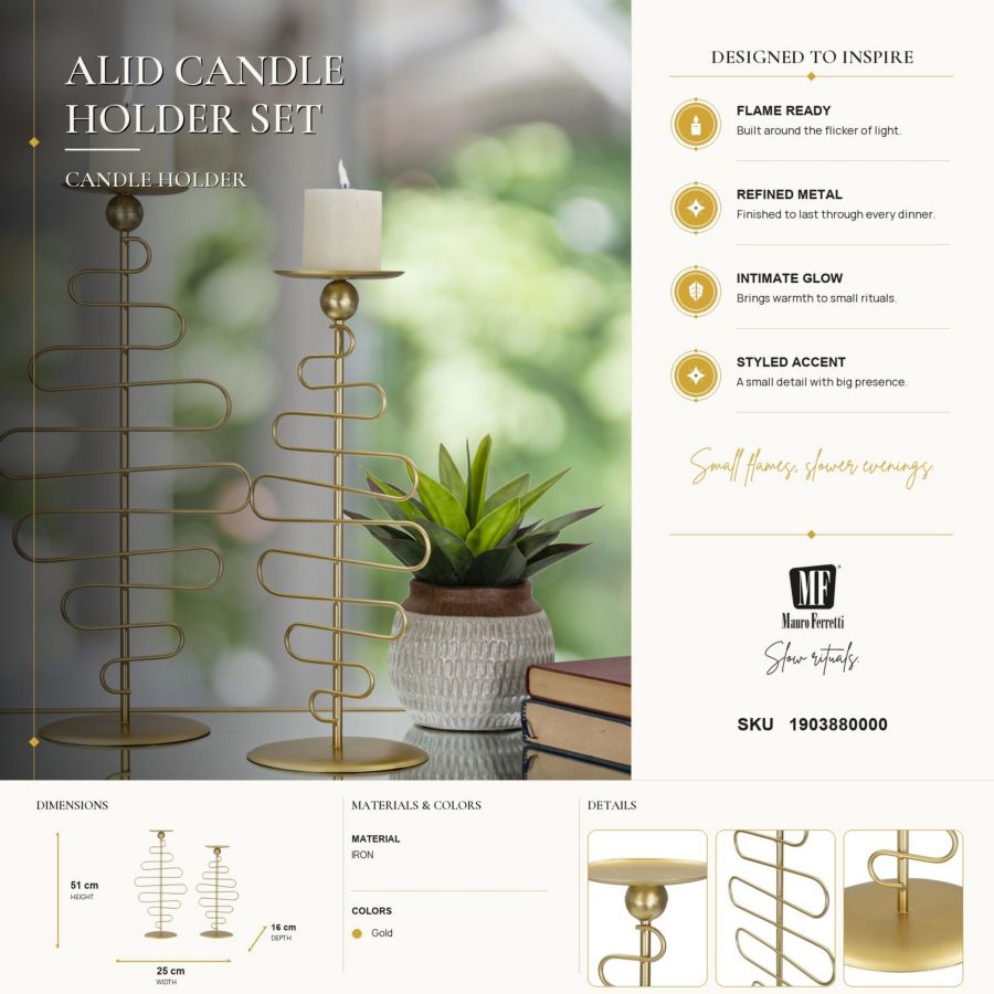 Kandelaar Alid Candle Holder Set 2 Pcs 20×16×43 cm