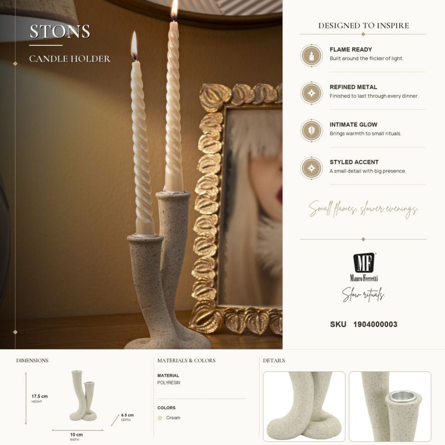 Kandelaar Stons 10×6,5×17,5 cm