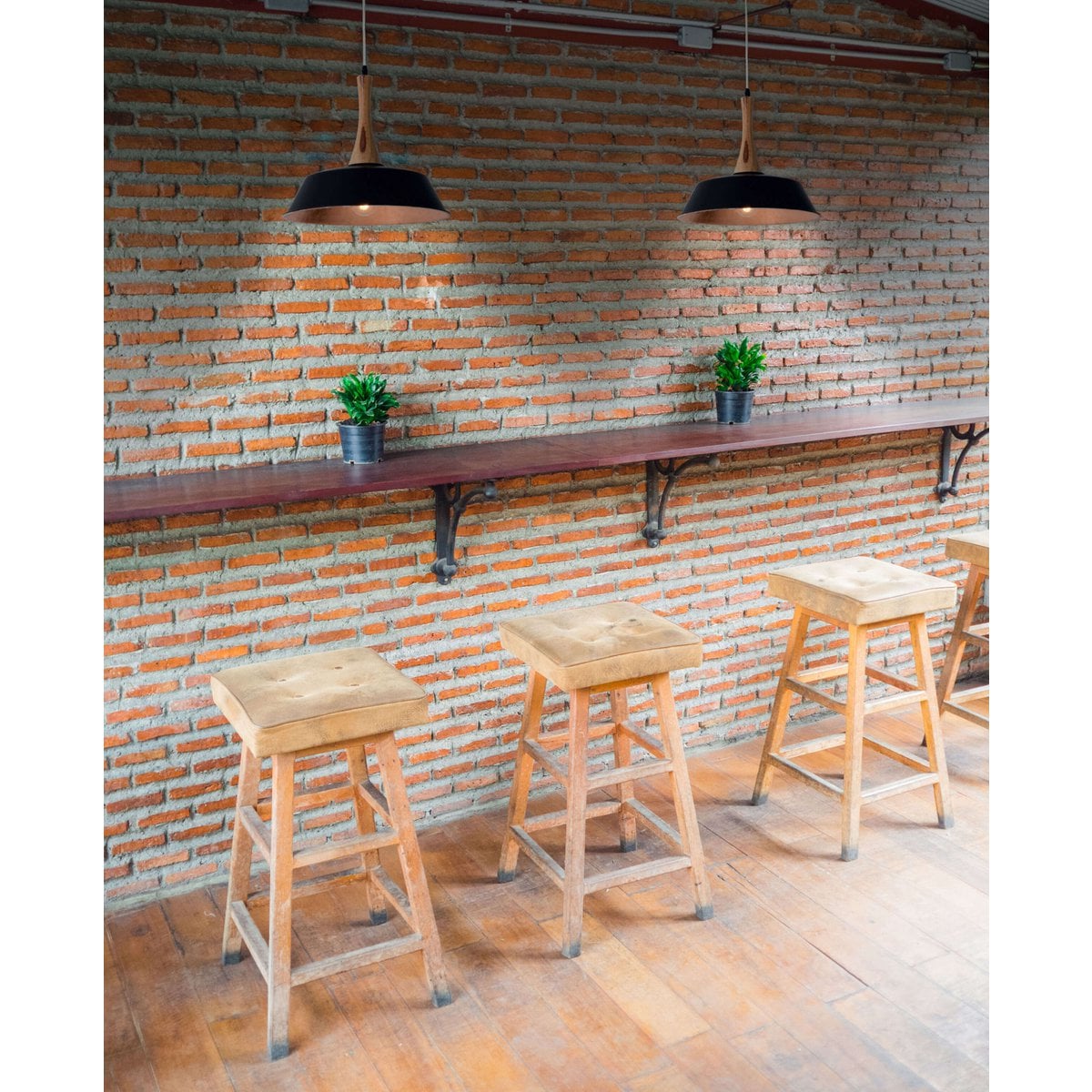 Hanger lamp "culum" Ø 36 cm gemaakt van metaal in zwart en koper, met hout, E27