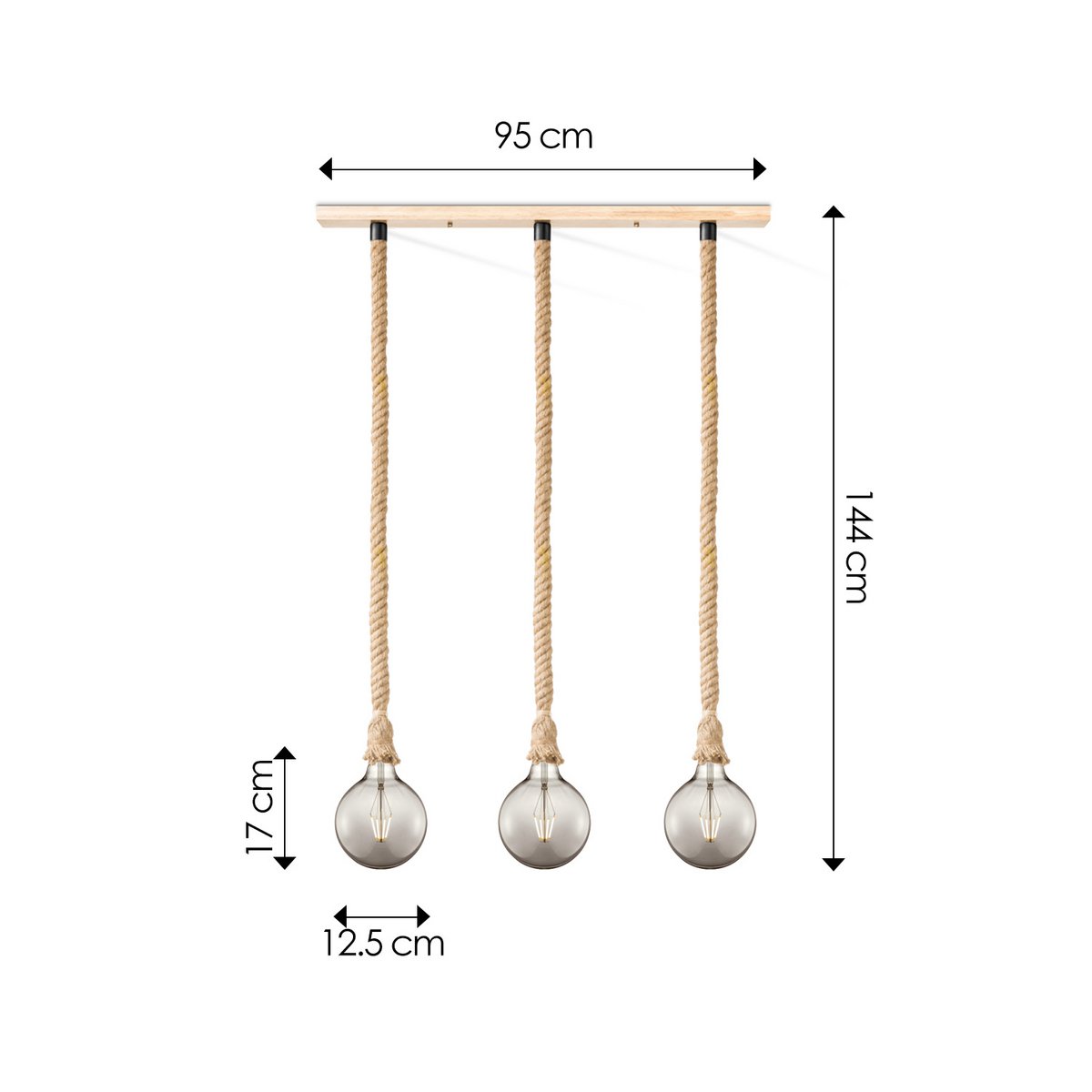 Home Sweet Home hanglamp Leonardo - 3 LED lamp G95 - dimbaar E27 rook