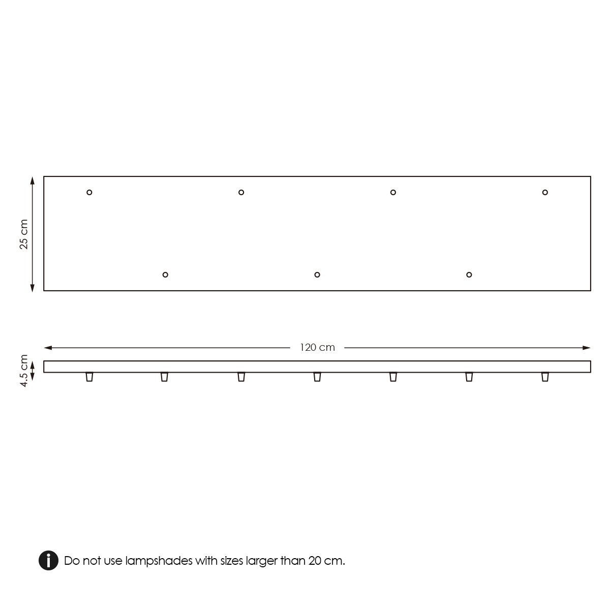 Home Sweet Home Plafondrozet XXL balk metaal zwart 7 lichts