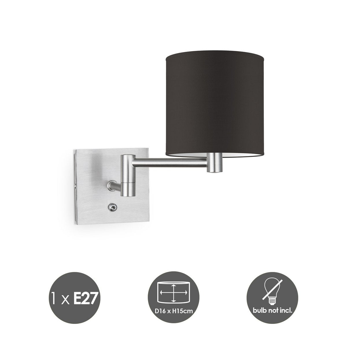 Home Sweet Home Wandlamp - Schommel, E27, chocolade Lampenkap 16x15cm