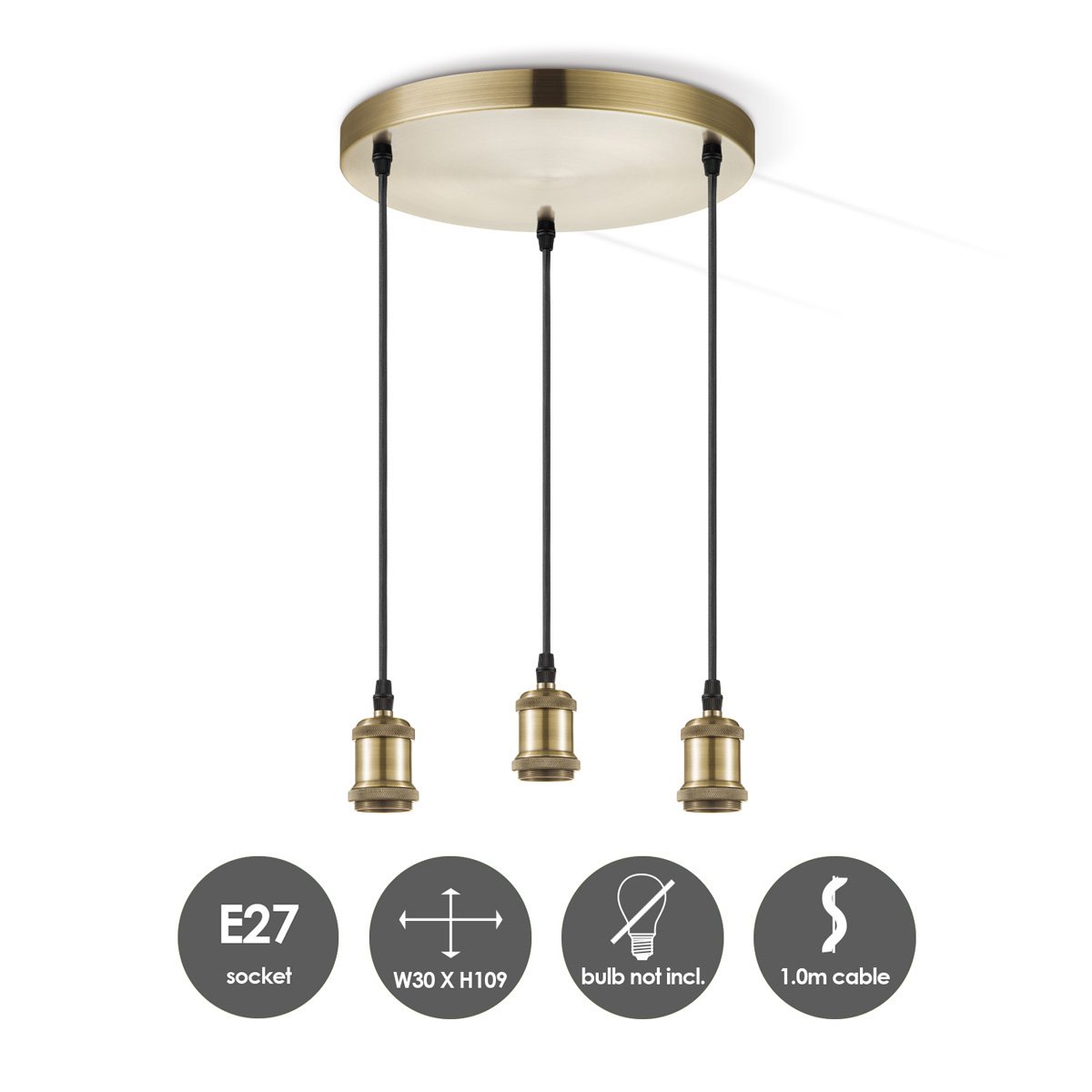 Home Sweet Home Hanglamp Basic Vintage - Messing - 30x30x109cm