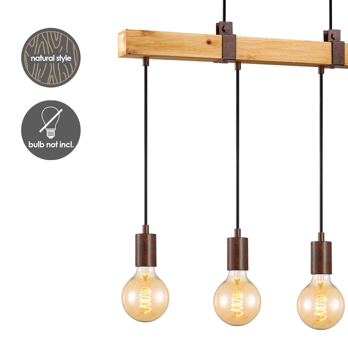 Home Sweet Home Hanglamp Denton - hout - 70x14x128cm