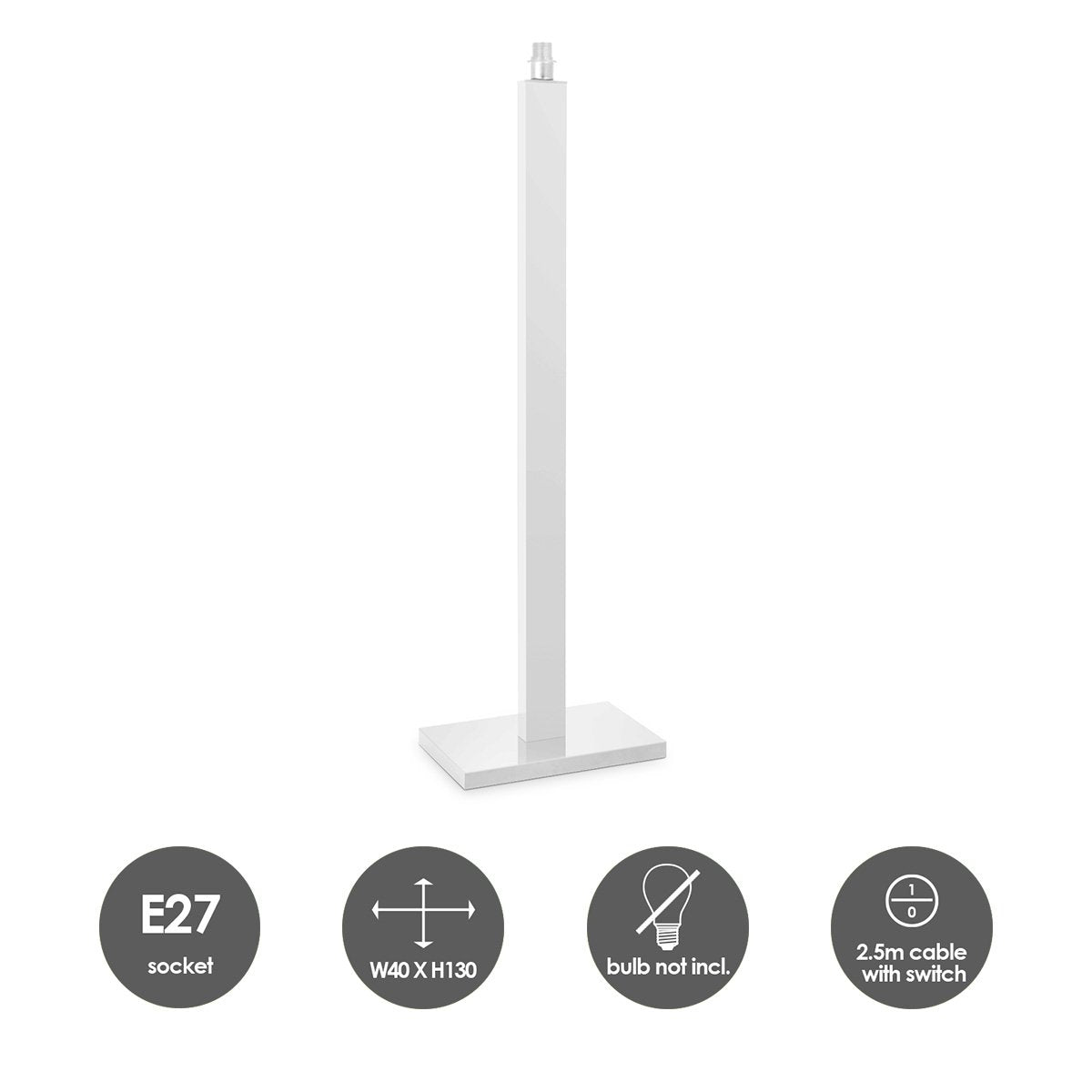 Home Sweet Home Code 155 Vloerlamp Wit - Moderne - 40x30x130 cm