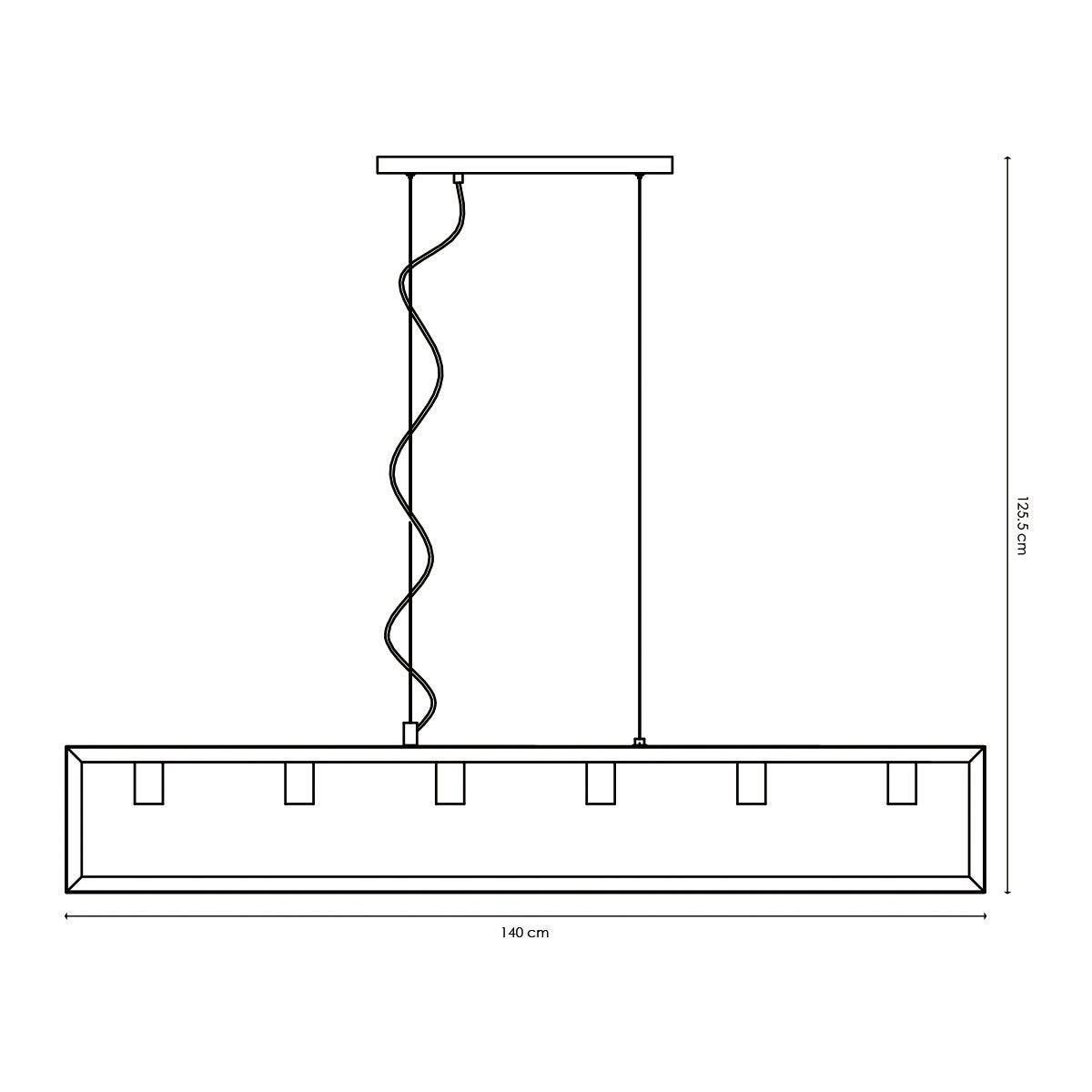 Home Sweet Home Hanglamp Fito 6 lichts - Zwart - 140x12x125cm
