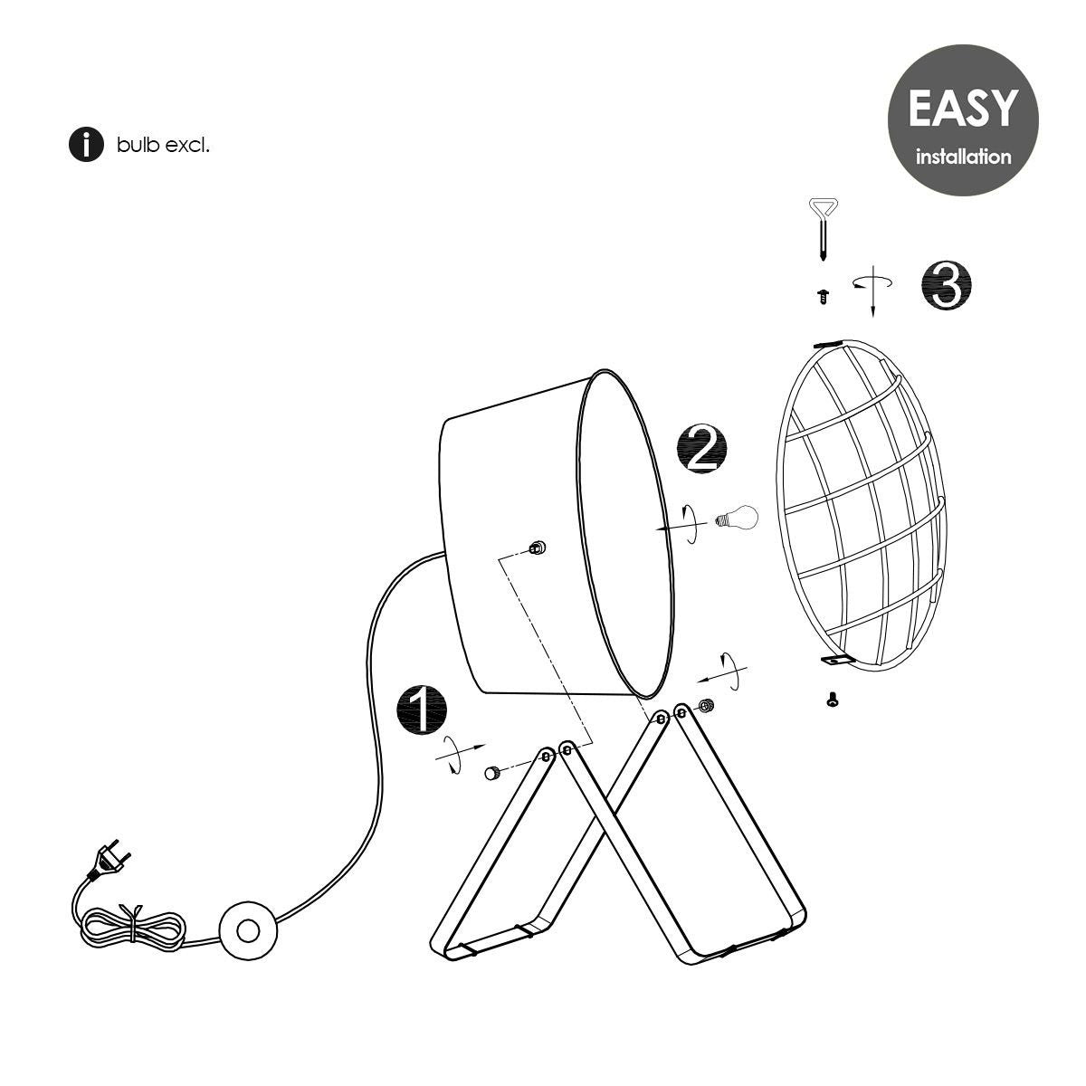Home Sweet Home Industri?le tafellamp Clemento - Beton - 37/37/60cm