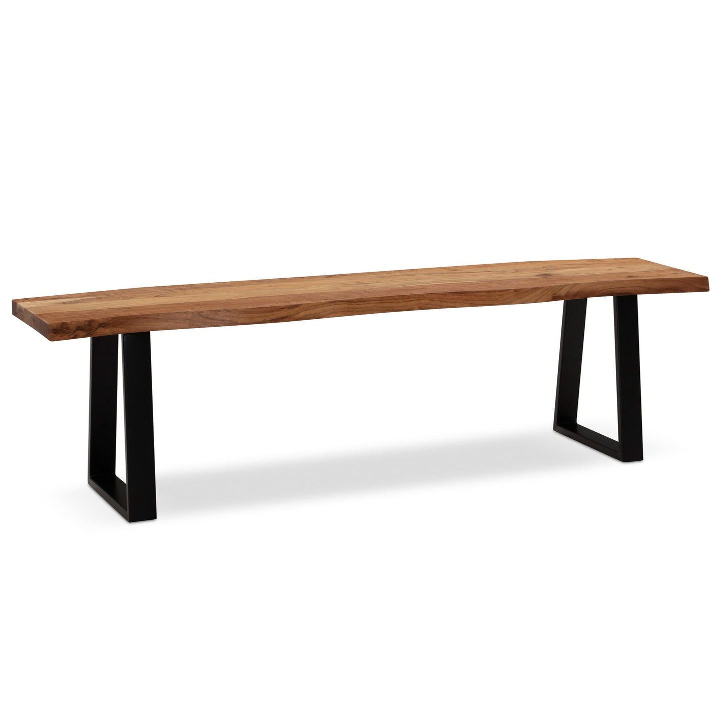 eetkamerbank 180x40x45,5 cm acacia massief hout / metaal met boomrand, eettafelbank massief houten bank zonder rugleuning, keukenbank eetbank modern, eetkamerbank groot