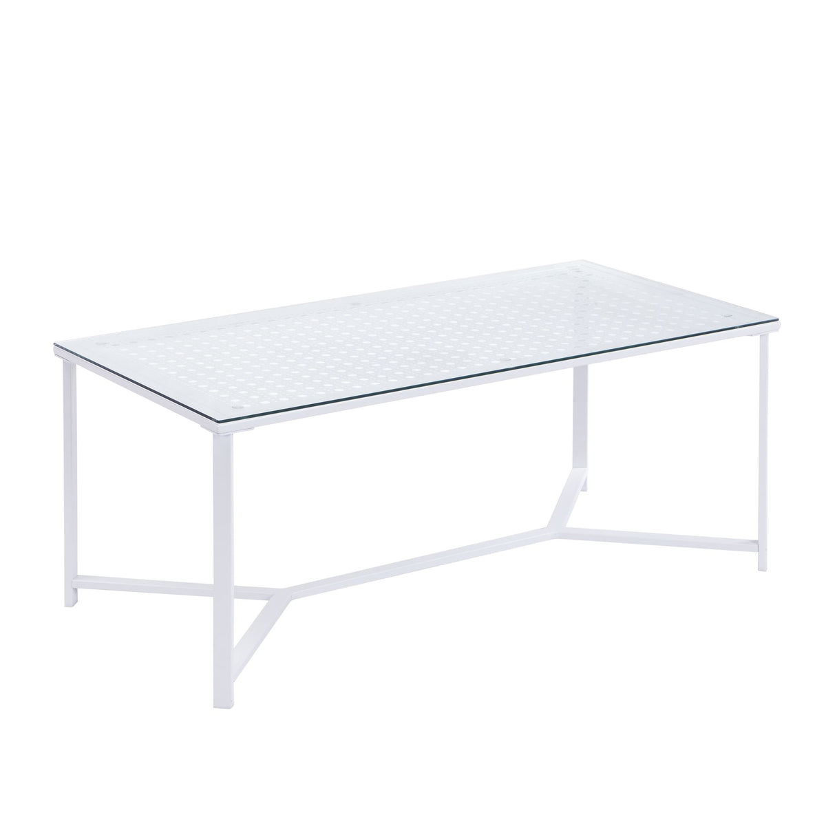 Salontafel Glas Metaal Wit 100 cm - Rechthoekig