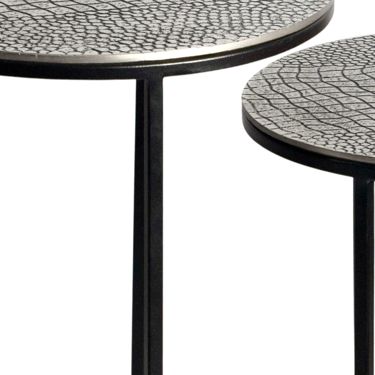 Salontafelset Metaal 2-delig rond zilver - Bijzettafel
