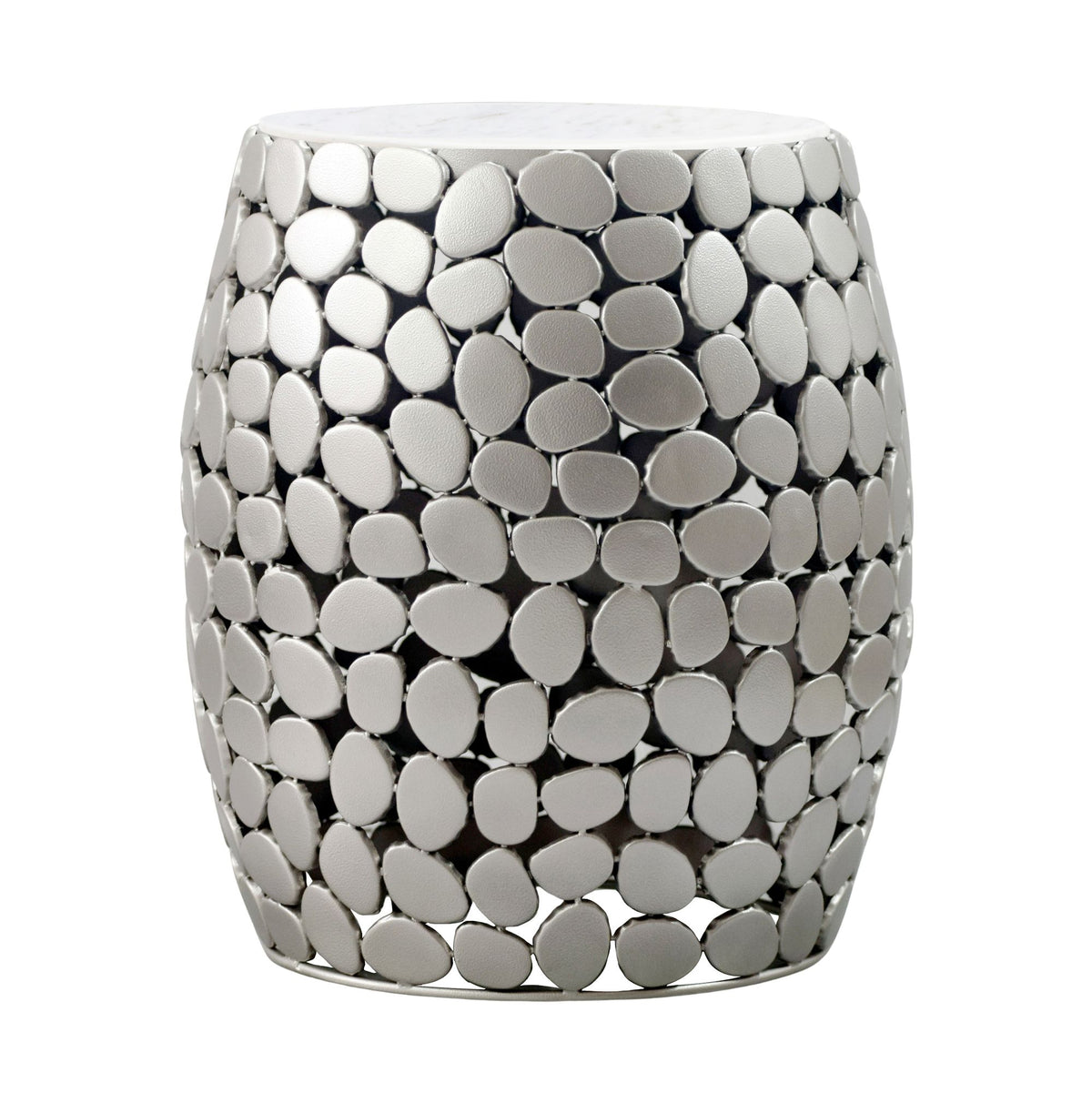 Design Bijzettafel rond 40cm van aluminium zilver & wit