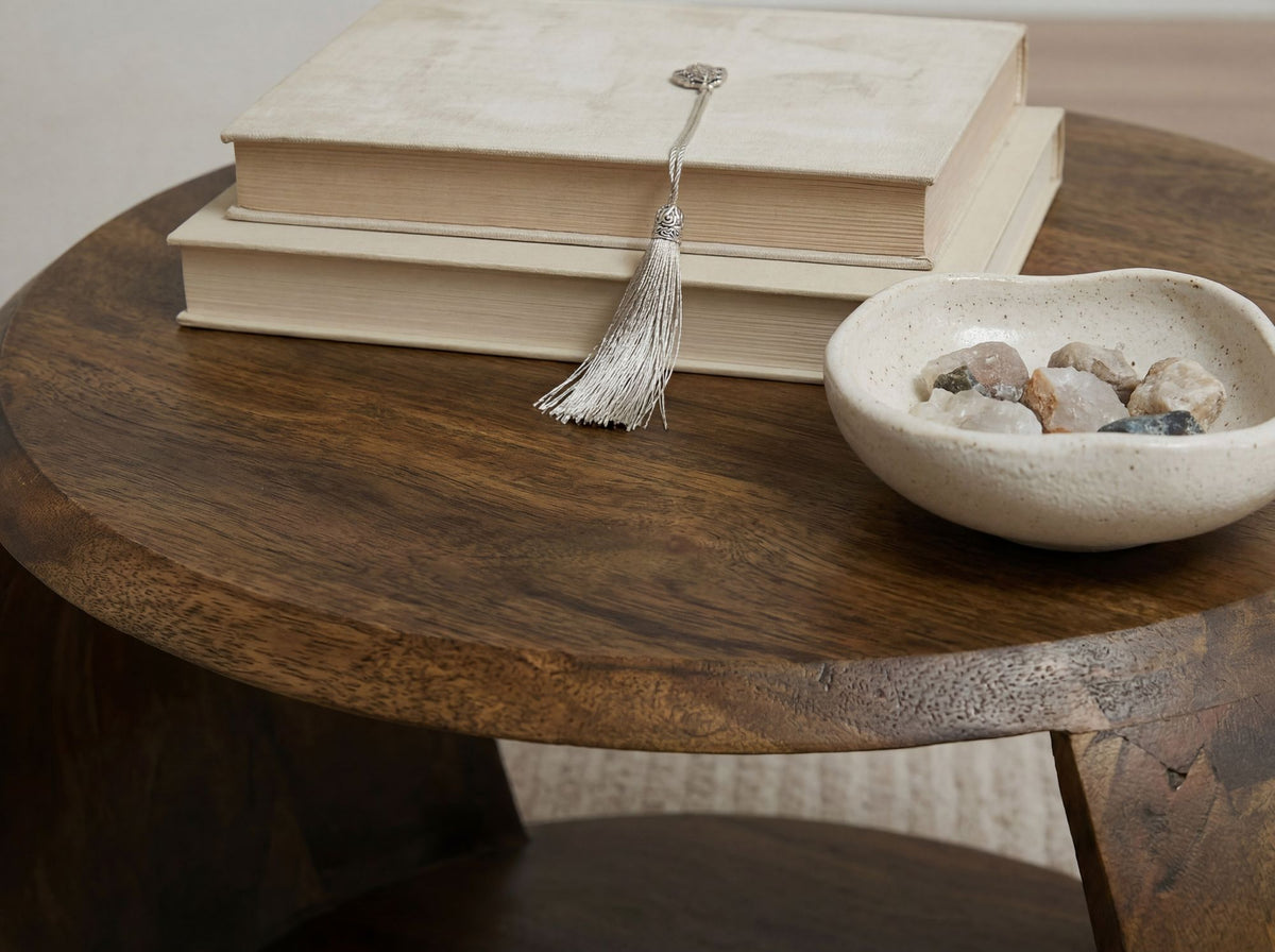 Salontafel Mango Massiefhout rond 60 x 46 x 36 cm