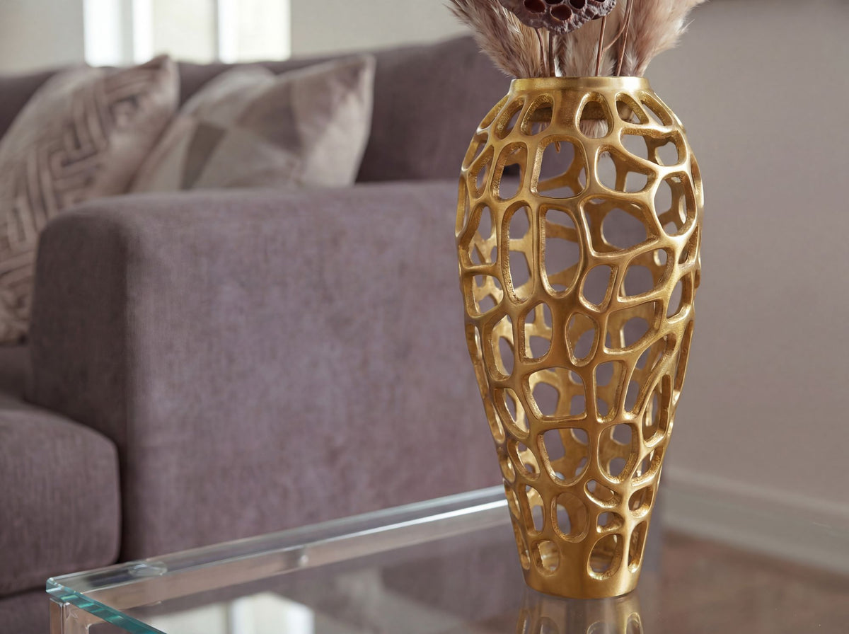 Decoratieve Vaas Aluminium 45cm Goud - Design Bloemenvaas Groot