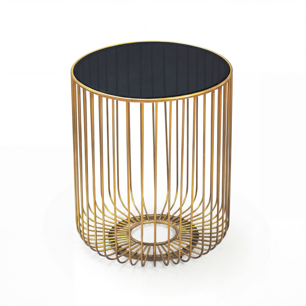 Bijzettafel Glas Metaal 40cm Goud Rond - Moderne Bijzettafel