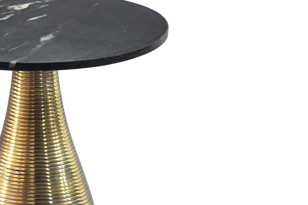 Bijzettafel Rond 40cm Goud met Massief Marmeren Blad