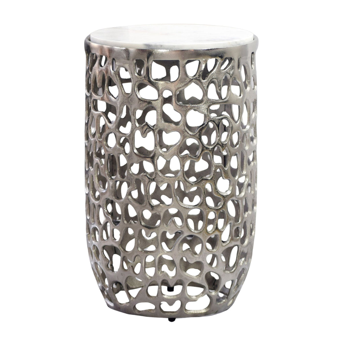 Bijzettafel Aluminium zilver rond 30cm – Aanbouwtafel