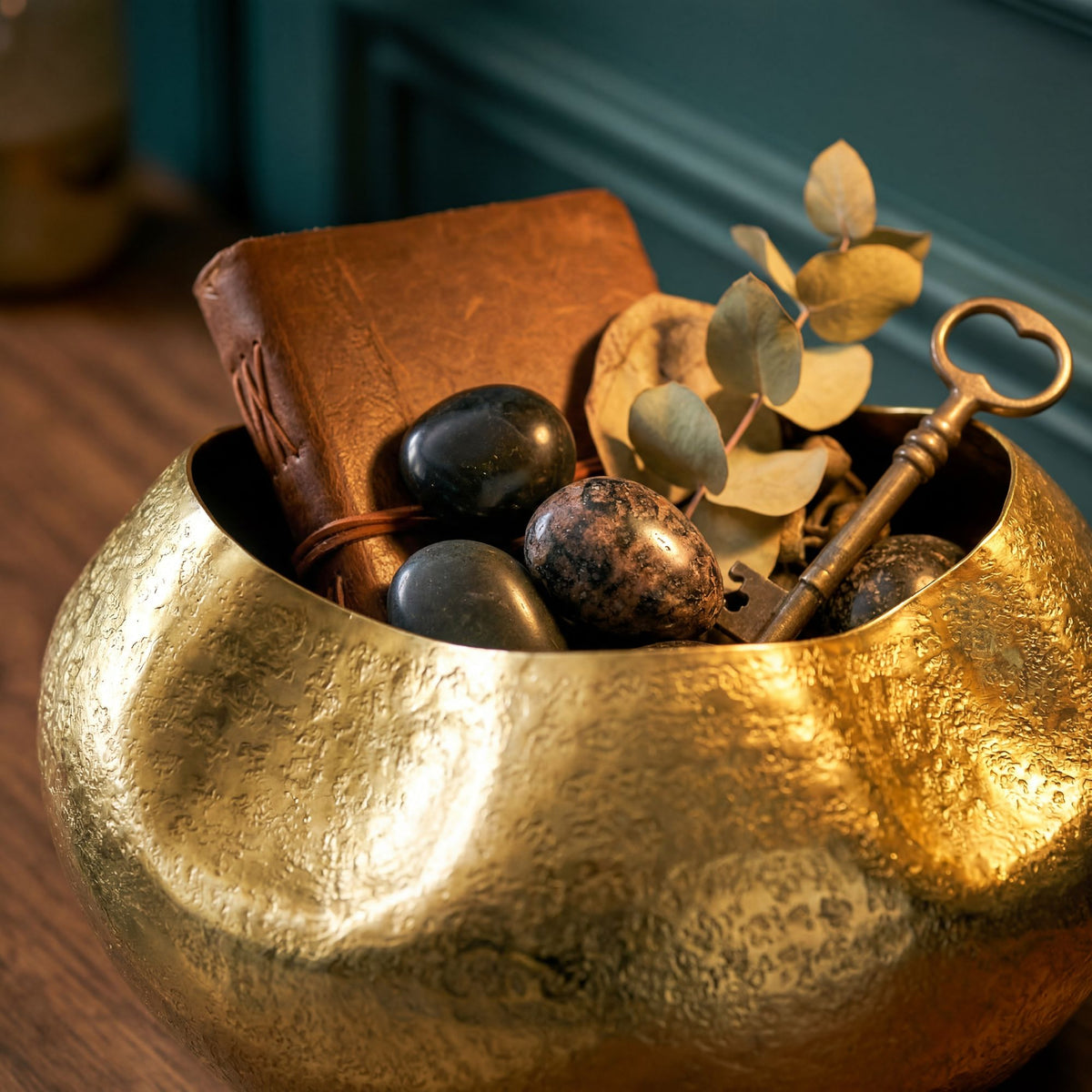 Tafelvaas Aluminium 30cm Goud - Decoratieve vaas rond
