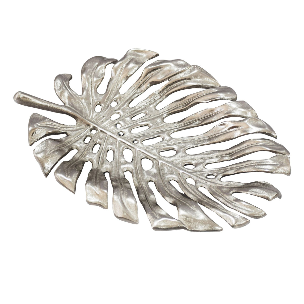 Decoratieschaal Zilver Aluminium 36cm Monstera Bladvorm