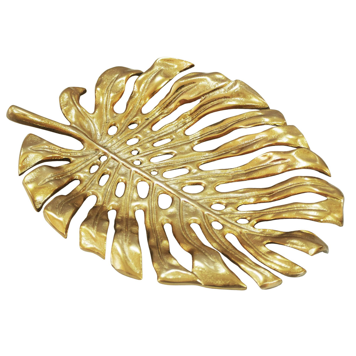 Decoratieschaal Goud Aluminium 36cm Monstera Bladvorm